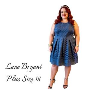Lane Bryant Textured Blue Eyelet Midi Dress (fully lined) NWOT